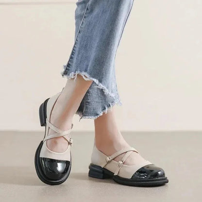 Homixa Mariela women's mary jane shoes with low heel, casual leather footwear for comfortable everyday wear.