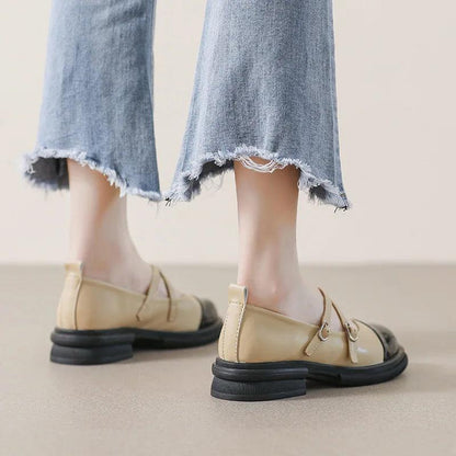 Homixa Mariela women's leather mary jane shoes with low heel, casual style, comfortable everyday footwear for women.