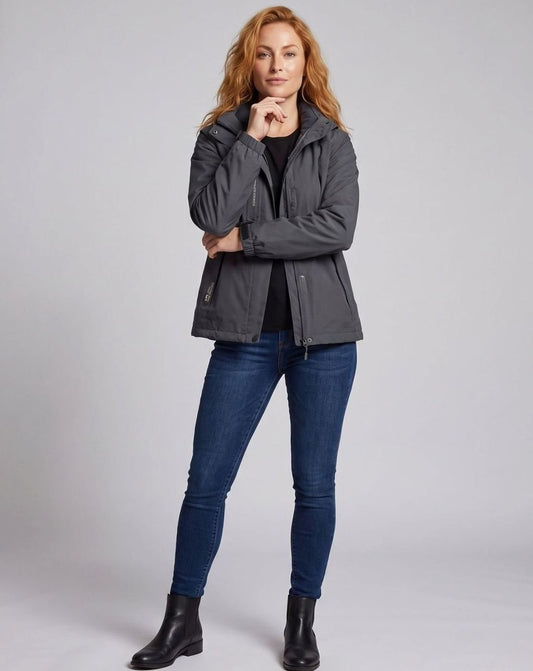 Homixa water-resistant hooded winter jacket with zip pockets and adjustable cuffs, suitable for cold weather.