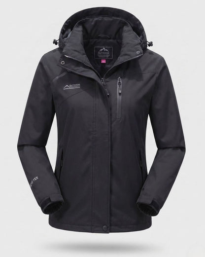 Homixa water-resistant hooded winter jacket with zip pockets and adjustable cuffs, designed for cold weather protection.