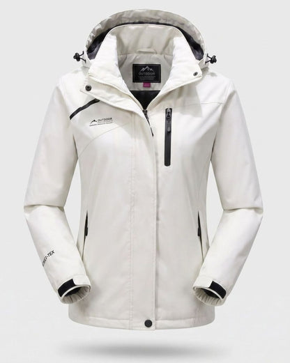 Homixa water-resistant hooded winter jacket with zip pockets and adjustable cuffs, suitable for cold, wet weather.