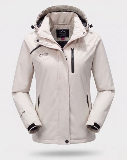 Homixa water-resistant hooded winter jacket with zip pockets and adjustable cuffs, designed for cold weather protection.