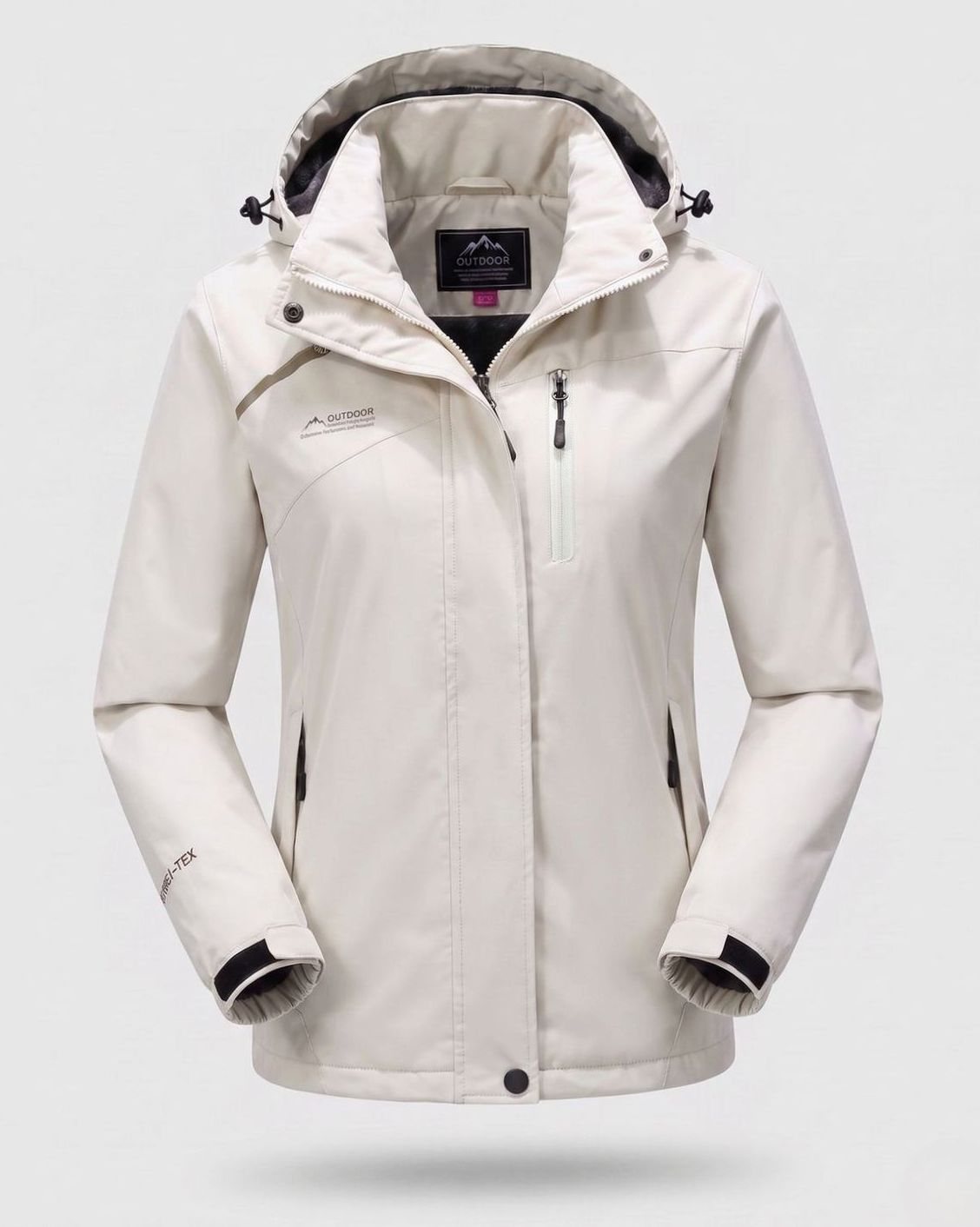 Homixa water-resistant hooded winter jacket with zip pockets and adjustable cuffs, designed for cold weather protection and comfort.