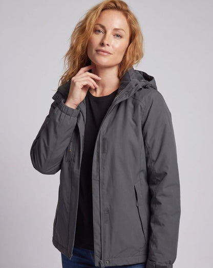 Homixa water-resistant hooded winter jacket with zip pockets and adjustable cuffs, ideal for cold, wet weather.