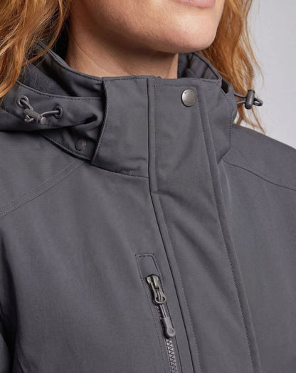 Homixa water-resistant hooded winter jacket with zip pockets and adjustable cuffs, ideal for cold, wet weather.