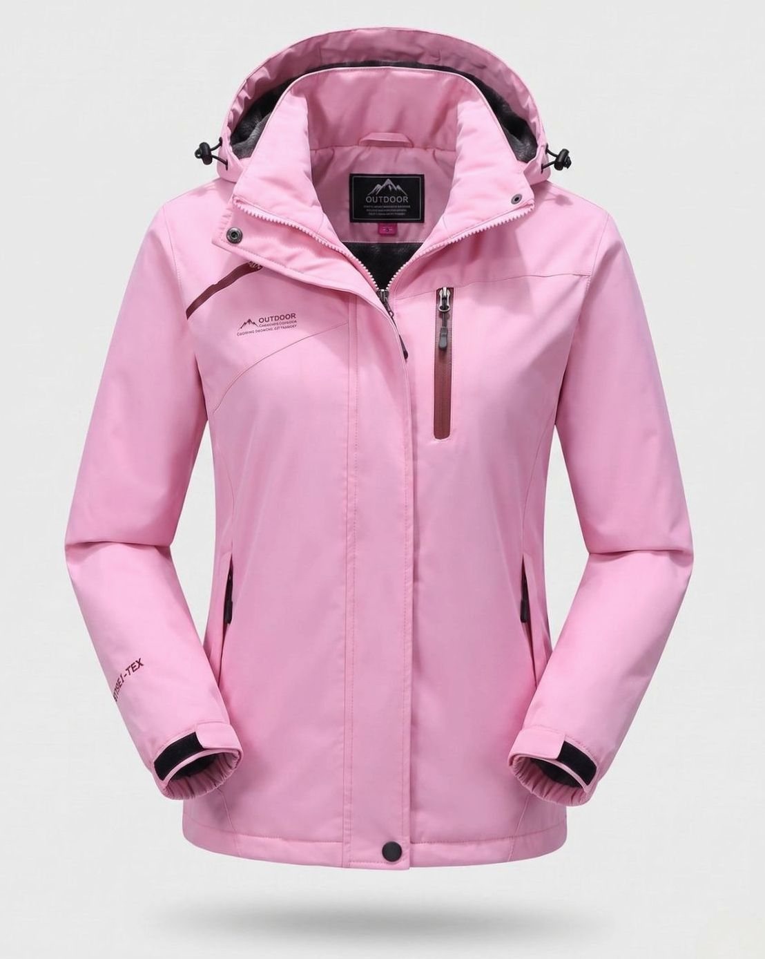 Homixa water-resistant hooded winter jacket with zip pockets and adjustable cuffs, suitable for cold, wet weather.