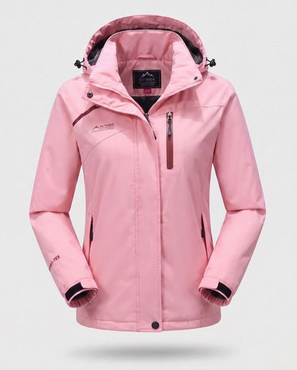 Homixa water-resistant hooded winter jacket with zip pockets and adjustable cuffs, suitable for cold, wet weather.