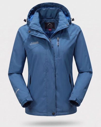 Homixa water-resistant hooded winter jacket with zip pockets and adjustable cuffs, suitable for cold, wet weather.
