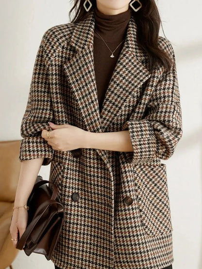 Women's casual button-front coat by Homixa featuring a tailored fit, structured lapels, and classic coat style.