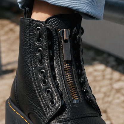 Homixa women's chunky platform lace-up and zip boots with lace-panel upper and functional front zipper, stylish and trendy footwear.