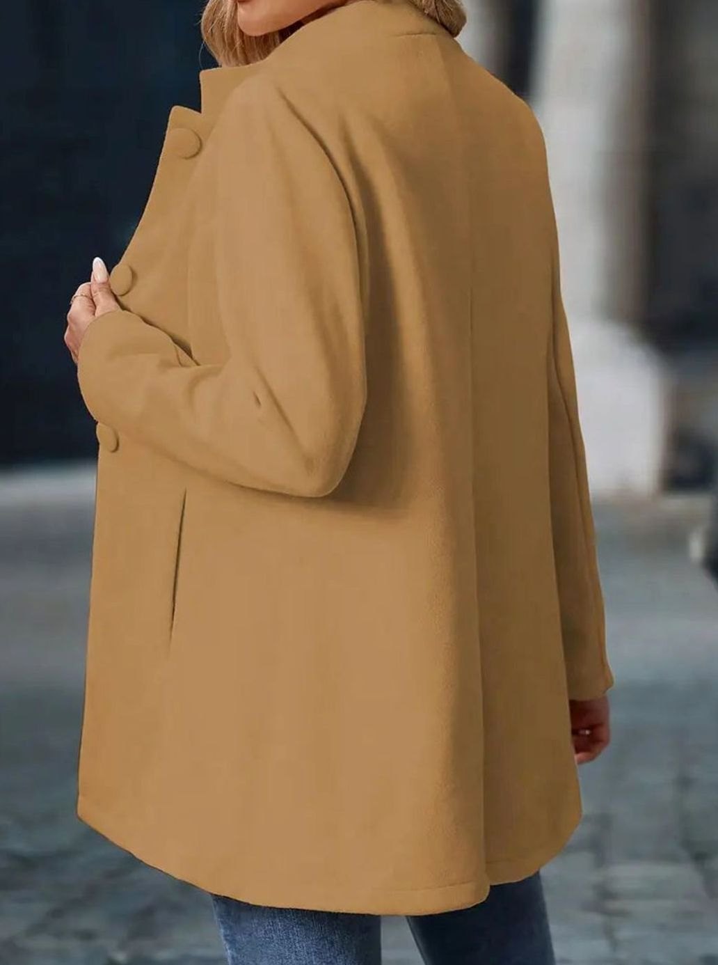 Women's Homixa classic button-front winter coat with stand collar and side pockets, perfect for cold weather.