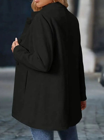 Women's Homixa classic button-front winter coat with stand collar and side pockets, stylish and warm for cold weather.