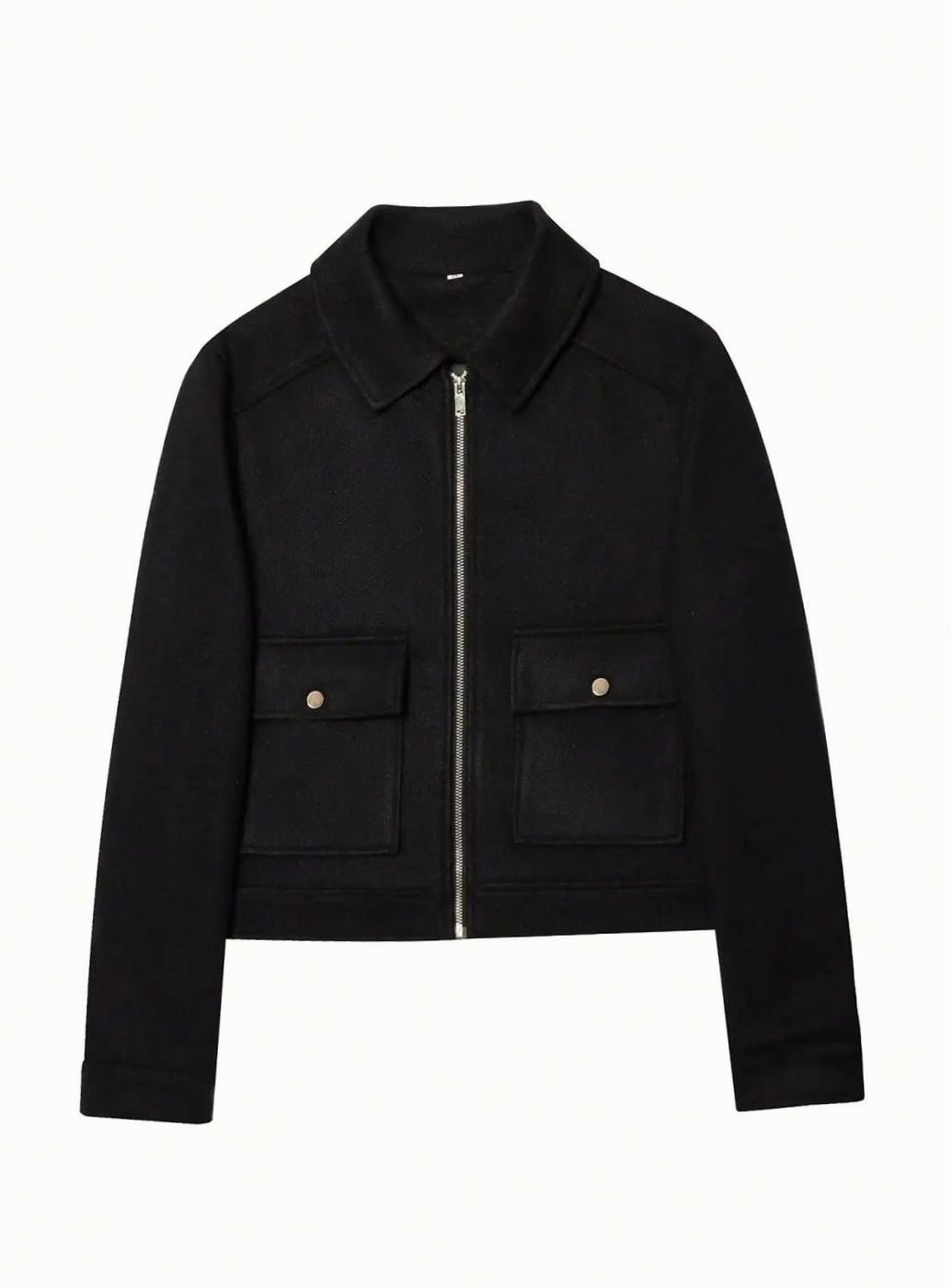 Women's cropped vintage wool coat by Homixa featuring a stand collar and asymmetric button front, stylish short outerwear.