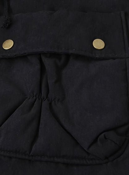 Women's faux-fur collar winter parka by Homixa featuring drawstring waist and button front, perfect for cold weather.