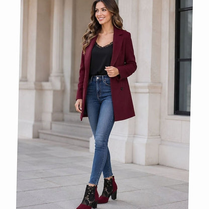Women's floral lace-accent booties with block heel and back-zip closure by Homixa, featuring delicate lace detail and stylish design.