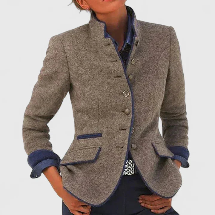 Homixa women's formal cardigan with button front, clean lines, and structured shape, ideal for professional or elegant outfits.