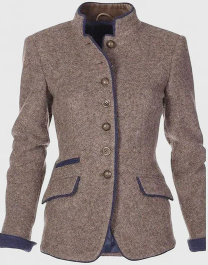 Women's formal button-front cardigan by Homixa with clean lines and a structured shape, perfect for professional or elegant outfits.