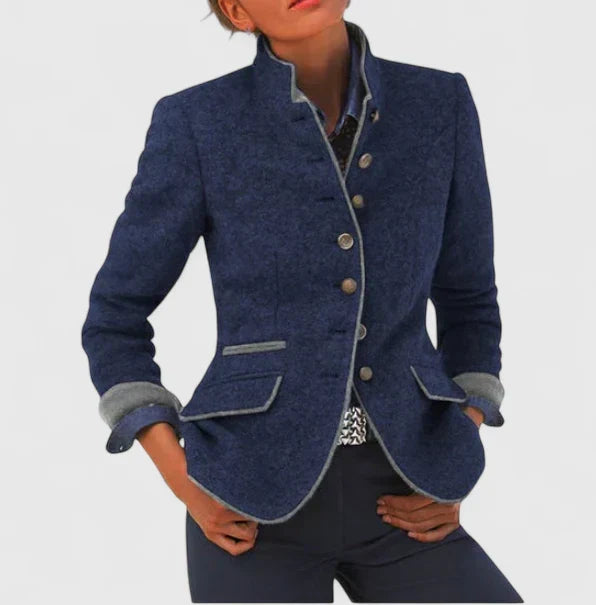 Women's formal button-front cardigan by Homixa with clean lines and a structured shape, perfect for professional or elegant outfits.