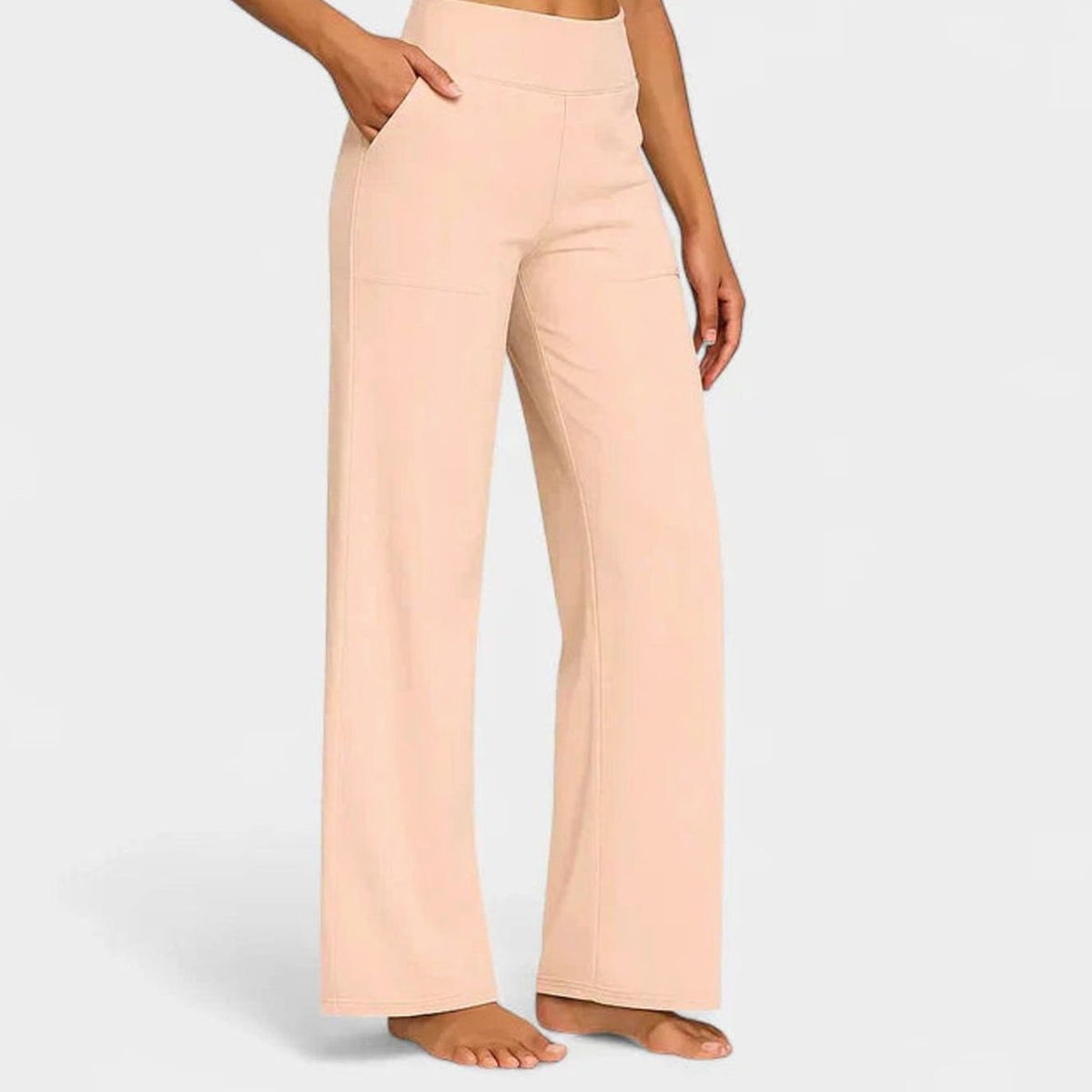 Homixa women's high-waist wide-leg trousers with elastic waistband and deep side pockets, casual and comfortable stylish pants