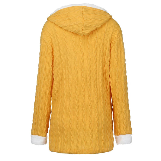 Women’s Sherpa jacket by Homixa with hood, fleece lining, plush textured finish, and cozy warm style.