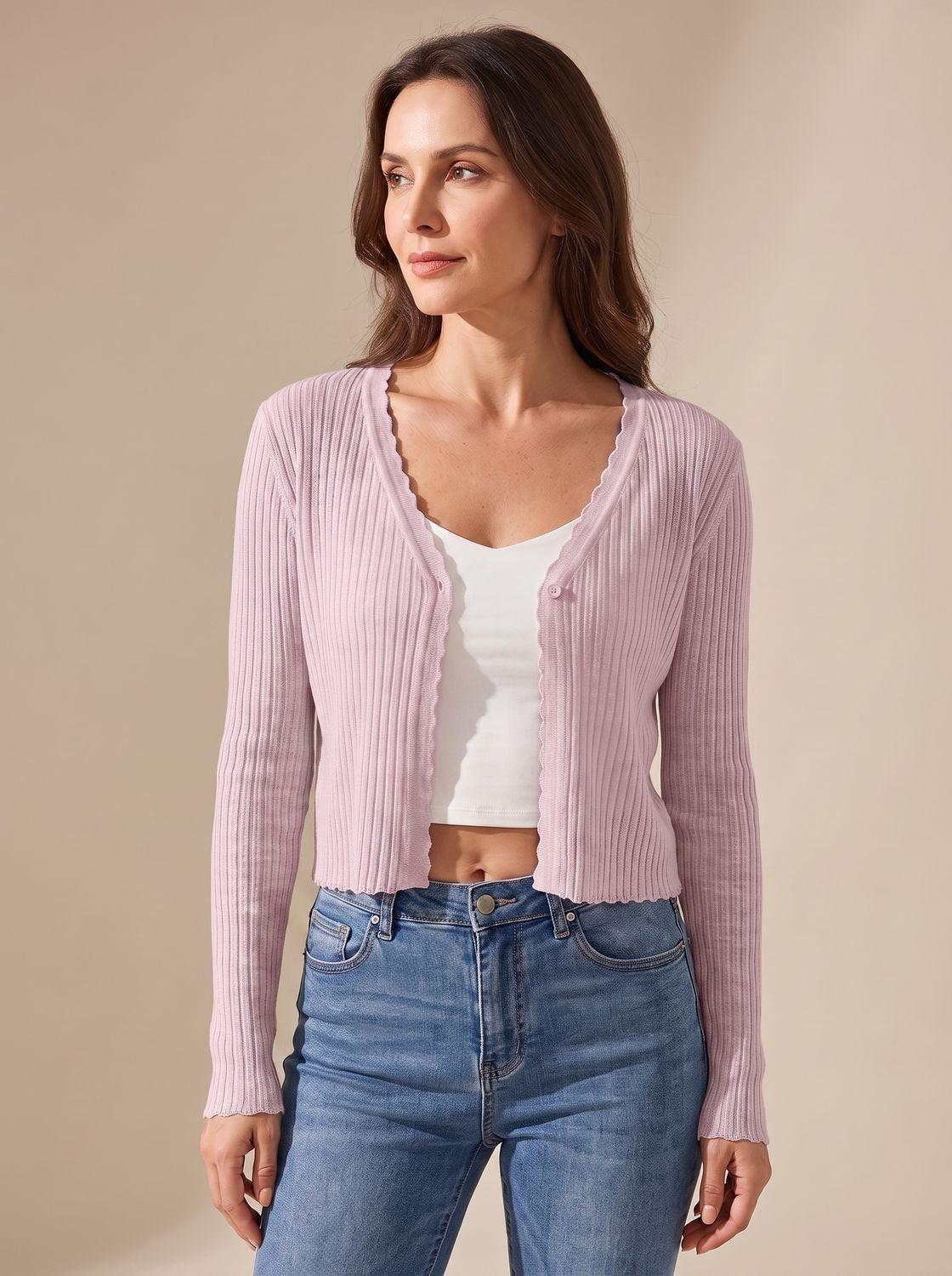 Women's lightweight cardigan by Homixa, breathable knit with V-neck and button front, perfect for a casual, comfortable look.