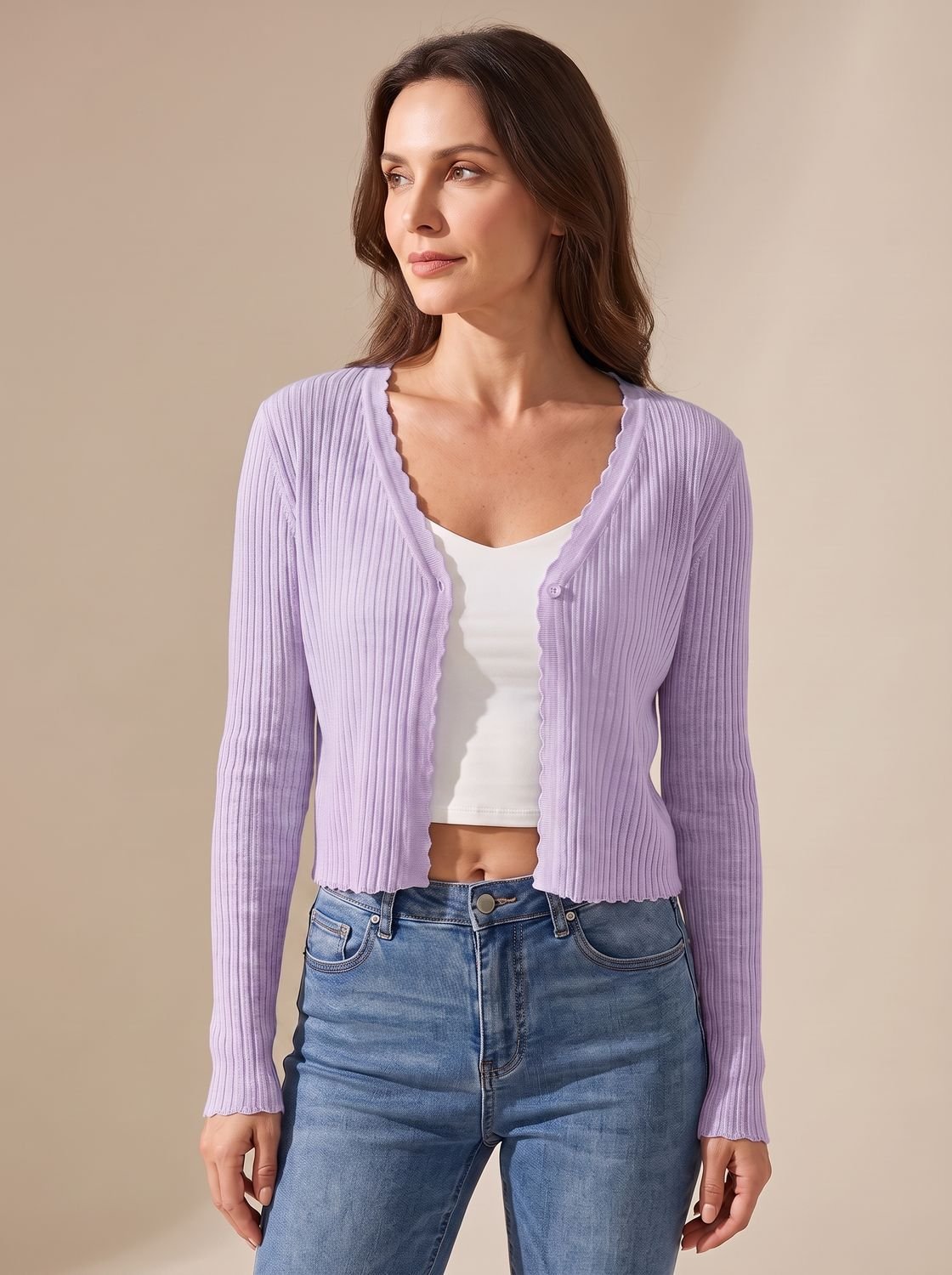 Women's lightweight cardigan by Homixa in breathable knit with V-neck and button front, perfect for layering and casual wear.