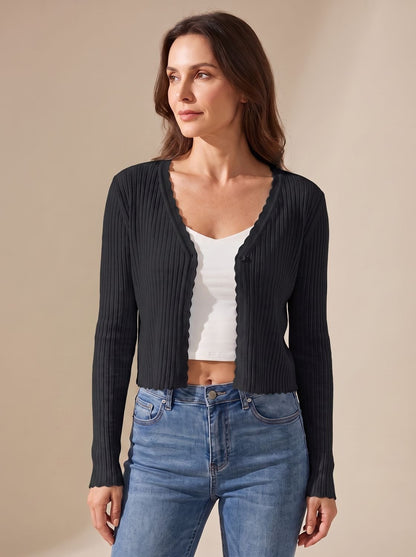 Women's lightweight cardigan by Homixa, breathable knit with V-neck and button front, ideal for casual and layered wear.