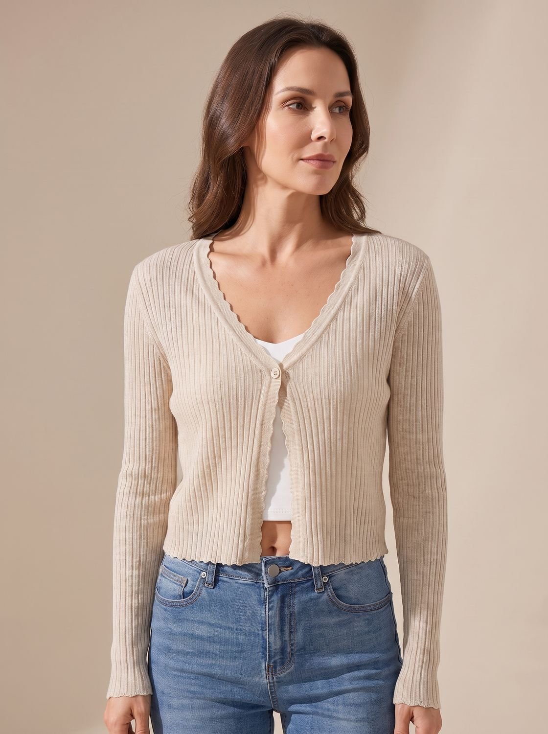 Women's lightweight cardigan by Homixa featuring breathable knit, V-neck, and button front, ideal for casual or layered wear.