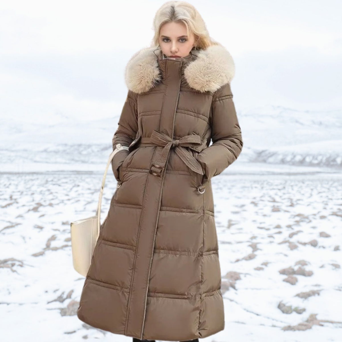 Homixa women's long hooded winter parka with water- and wind-repellent outer shell, designed for cold weather protection.