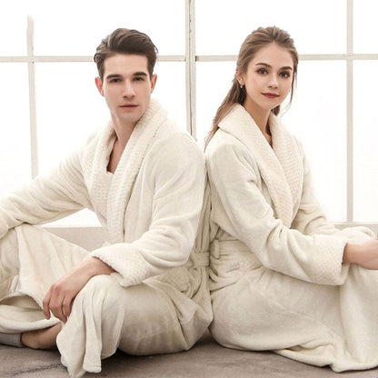 Women's long plush fleece lounge robe by Homixa with adjustable belt and two front pockets, soft and cozy for relaxing wear.