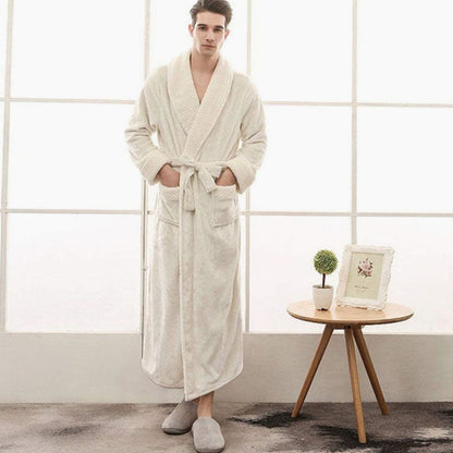 Women's long plush fleece lounge robe by Homixa with adjustable belt and two front pockets, cozy and comfortable for relaxing.