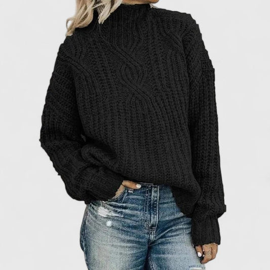 Homixa women's long-sleeve winter sweater with ribbed knit texture and classic fit, perfect for cold weather casual wear.