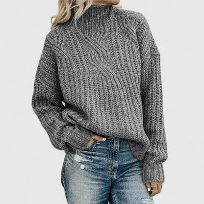 Homixa women's long-sleeve winter sweater with ribbed knit texture and classic fit, perfect for cold weather and cozy style.