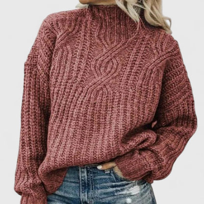 Women's long-sleeve winter sweater by Homixa with ribbed knit texture and classic fit, suitable for cold weather wear.