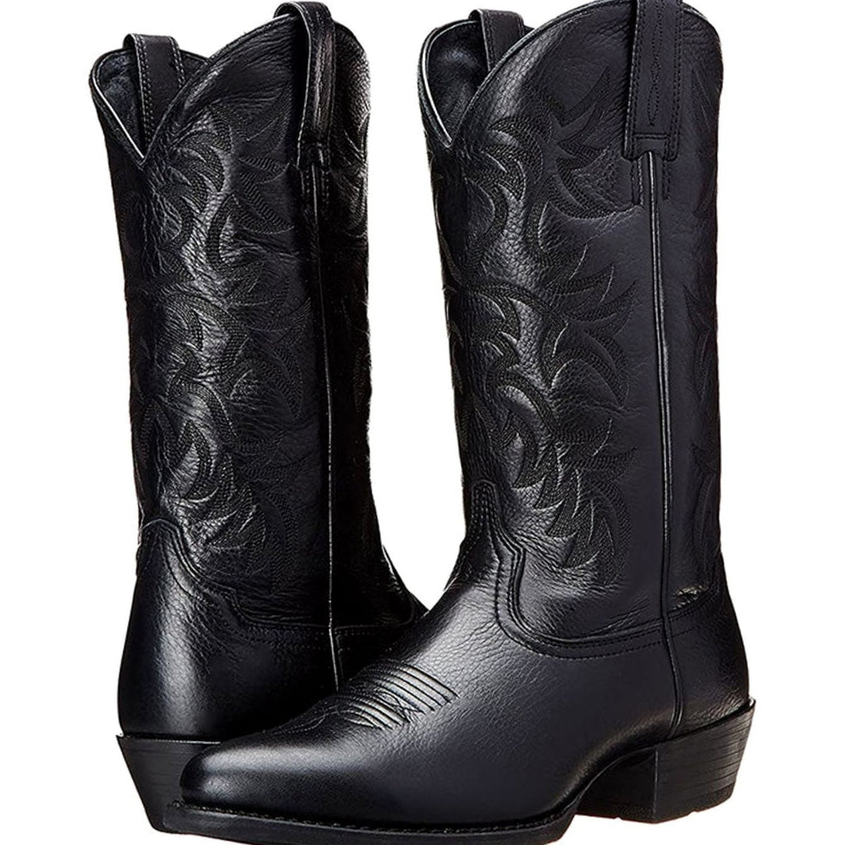 Women's Homixa mid-calf cowboy boots with pointed toe, block heel, and tonal shaft embroidery, showcasing western style and craftsmanship.