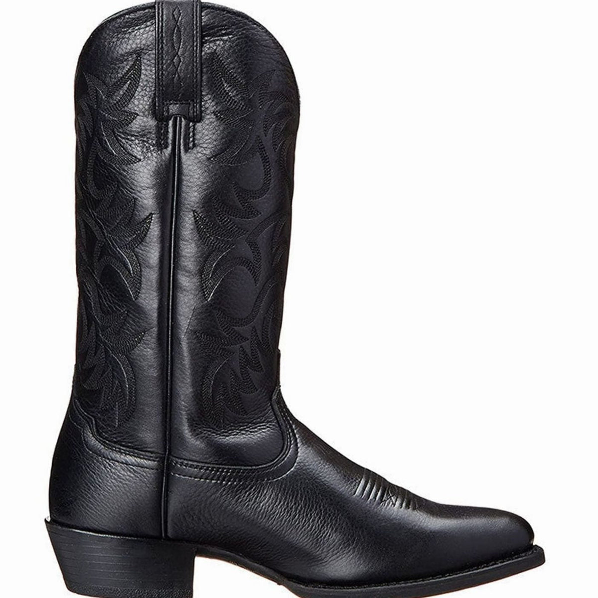 Women's mid-calf cowboy boots by Homixa featuring pointed toe, block heel, tonal shaft embroidery, and Western style.