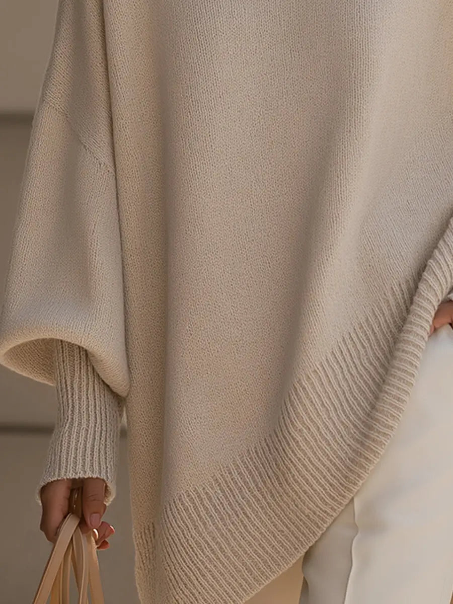 Homixa women's oversized batwing-sleeve knit sweater with flowing drape and soft, cozy feel, perfect for casual wear.