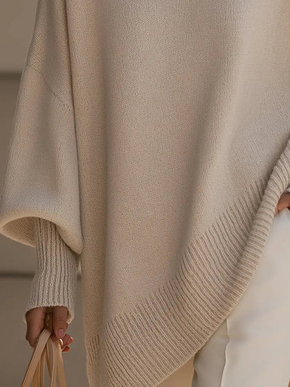 Homixa women's oversized batwing-sleeve knit sweater with flowing drape and soft, cozy feel, perfect for casual wear.