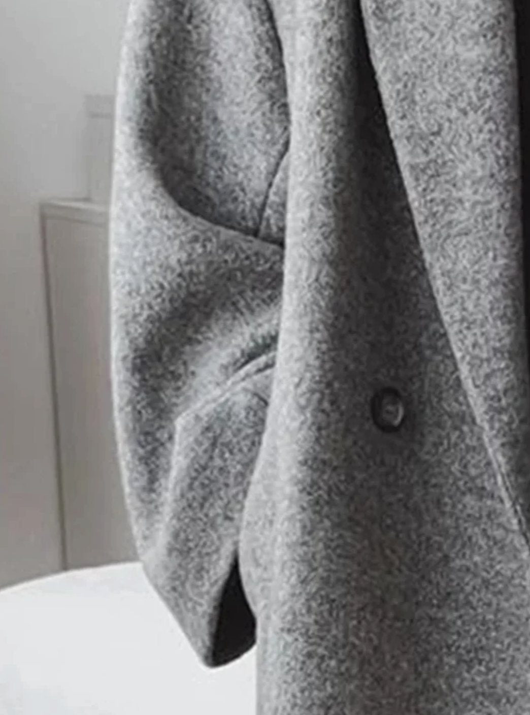 Women's oversized wool-blend double-breasted longline coat with notched lapels, stylish and warm outerwear by Homixa.