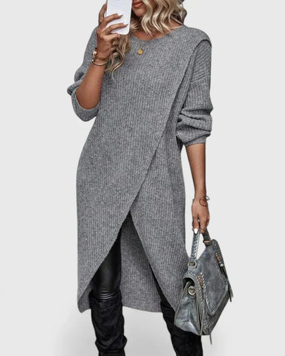 Women's relaxed-fit knit dress by Homixa featuring a flattering wraparound silhouette and comfortable, stylish design.