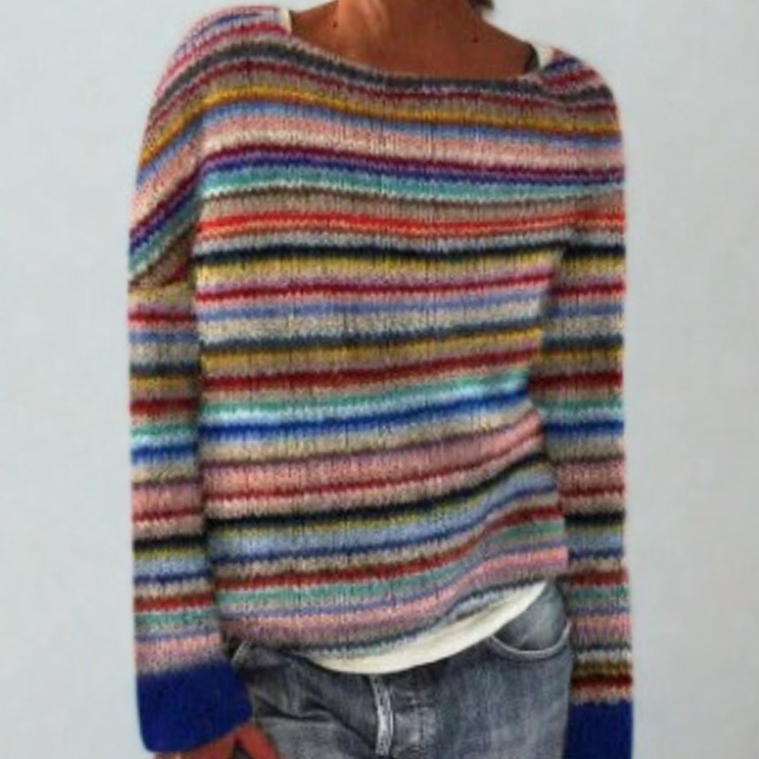 Women's retro Fair-Isle knit crew-neck sweater by Homixa with long sleeves and soft, cozy fabric, featuring colorful winter patterns.