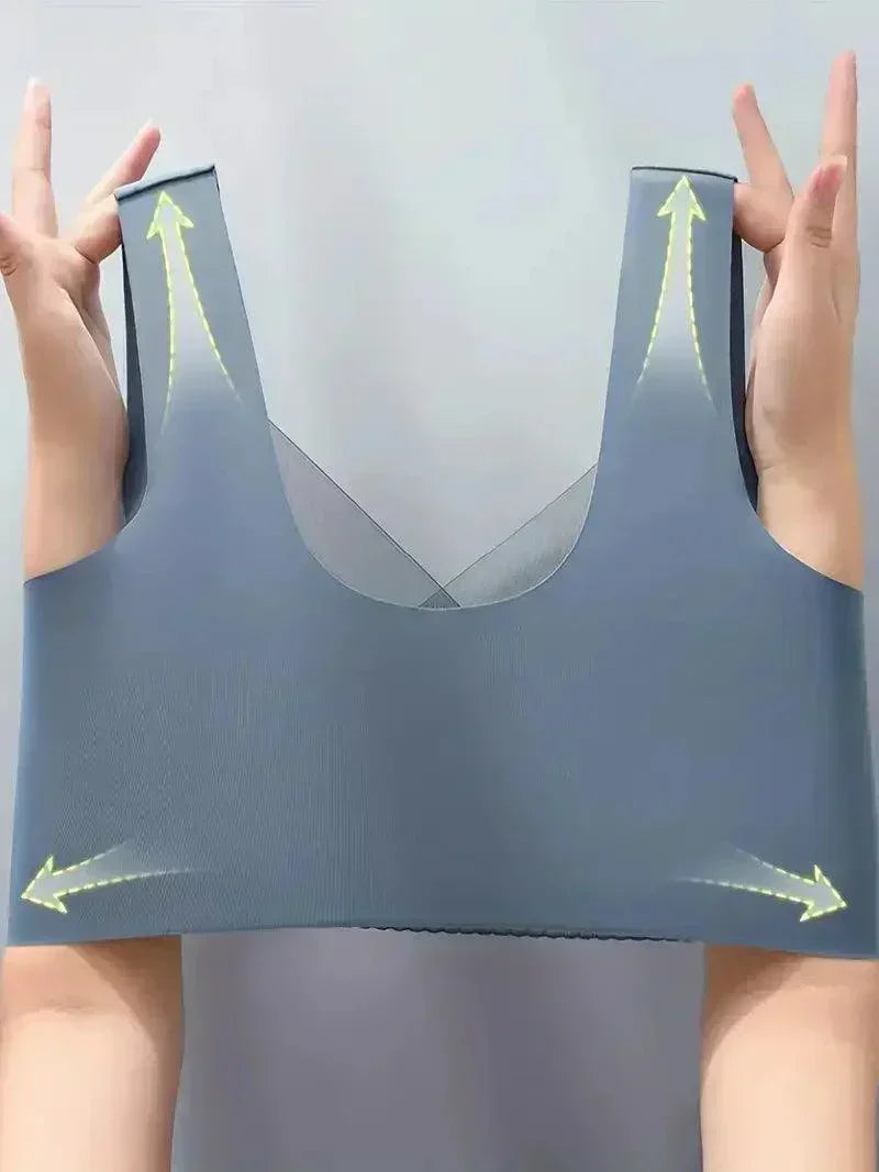 Lunirel women's seamless wire-free bra with lace overlay, full coverage, and invisible design for comfortable everyday wear.