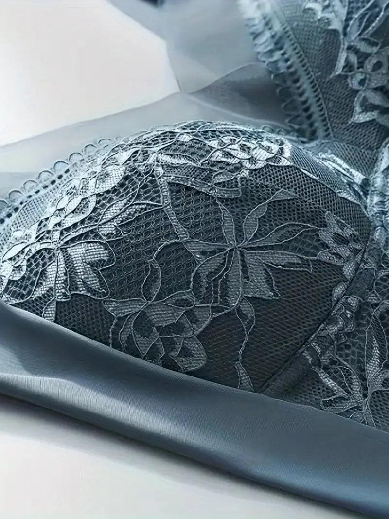 Lunirel women's seamless wire-free bra with elegant lace overlay, full coverage, and invisible design for comfortable support.