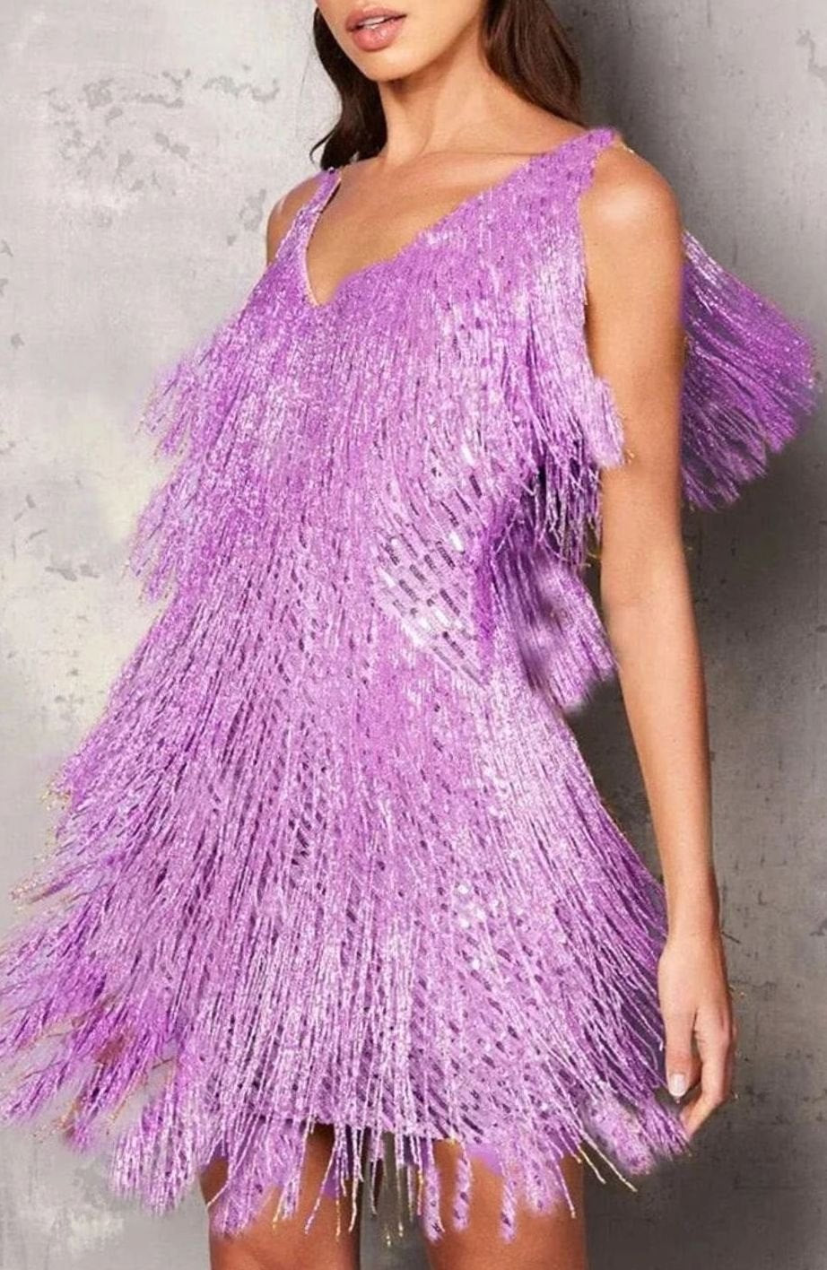 Women's Homixa sequin fringe cocktail dress with A-line silhouette and mini length, featuring eye-catching embellishments and stylish design.