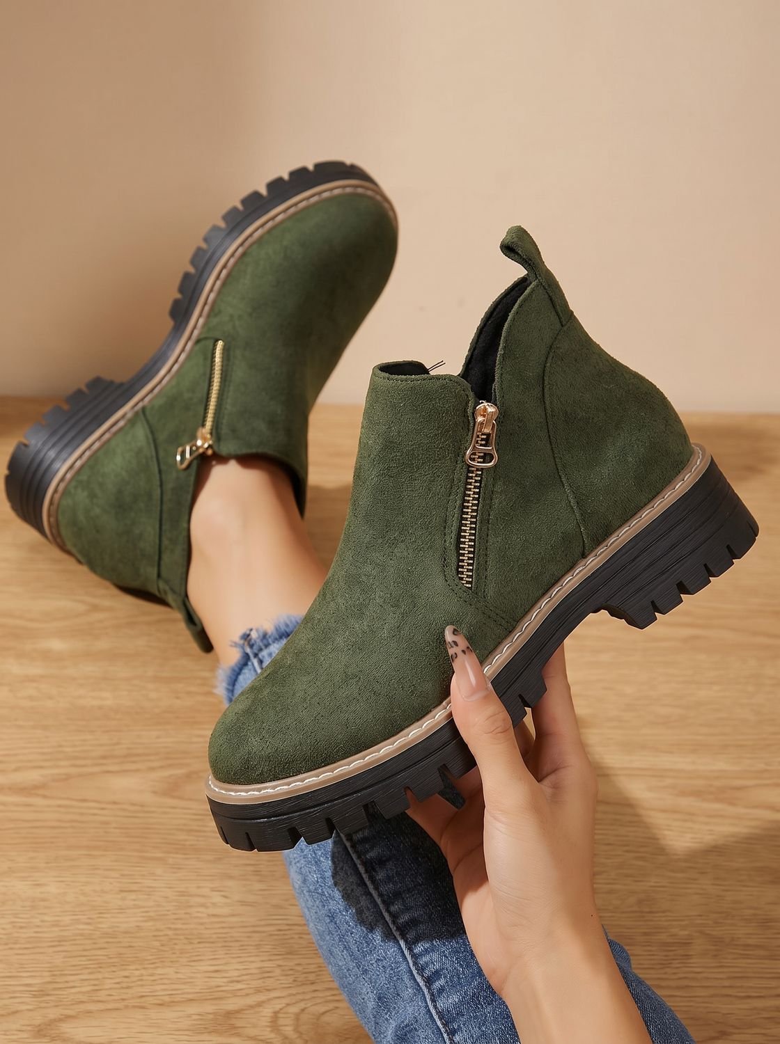 Women's Homixa side-zip ankle boots with cushioned insole, arch support, and rugged lug sole, perfect for stylish comfort.