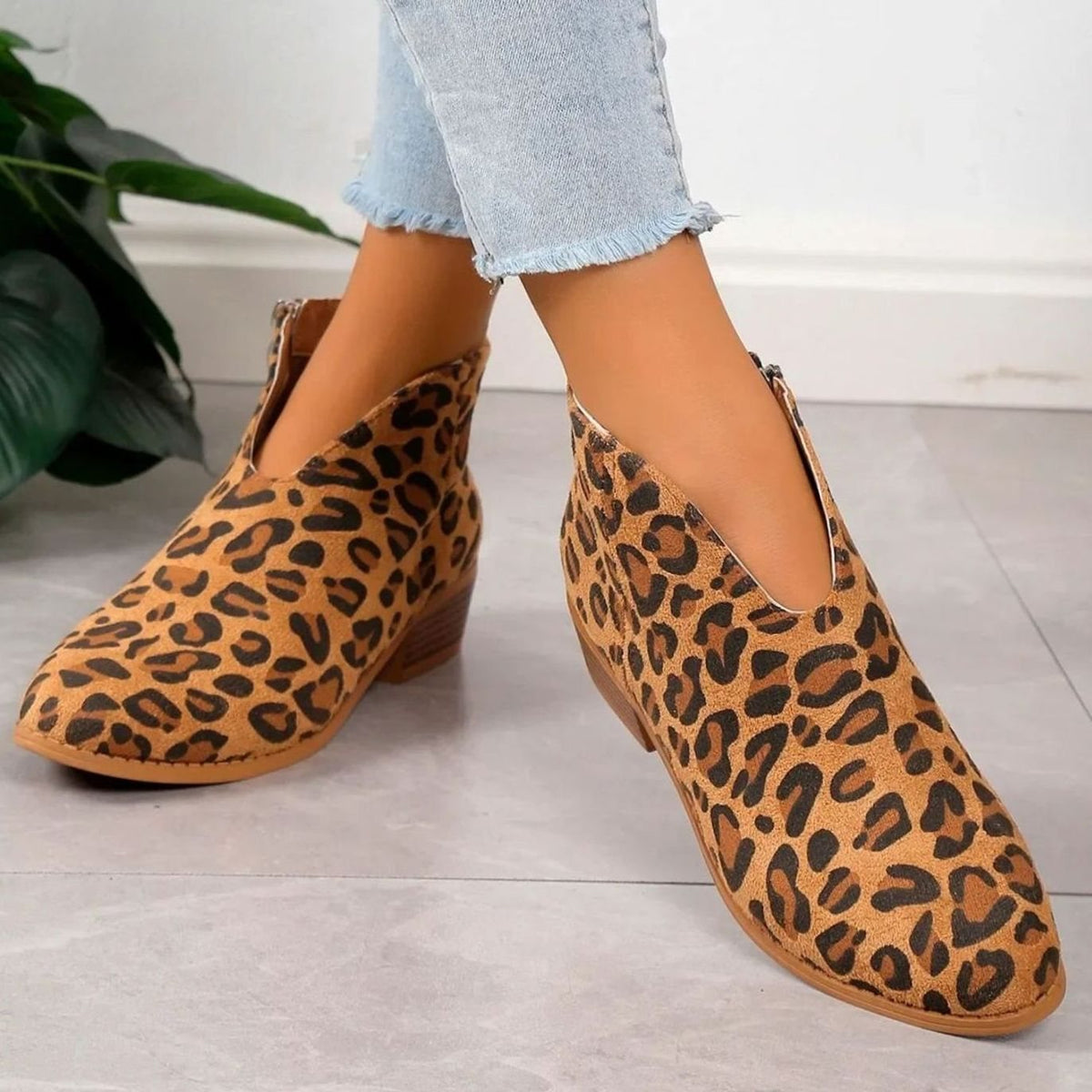 Homixa women's side-zip pointed-toe ankle booties with block heel and V-cut ankle shaft, stylish and modern footwear.