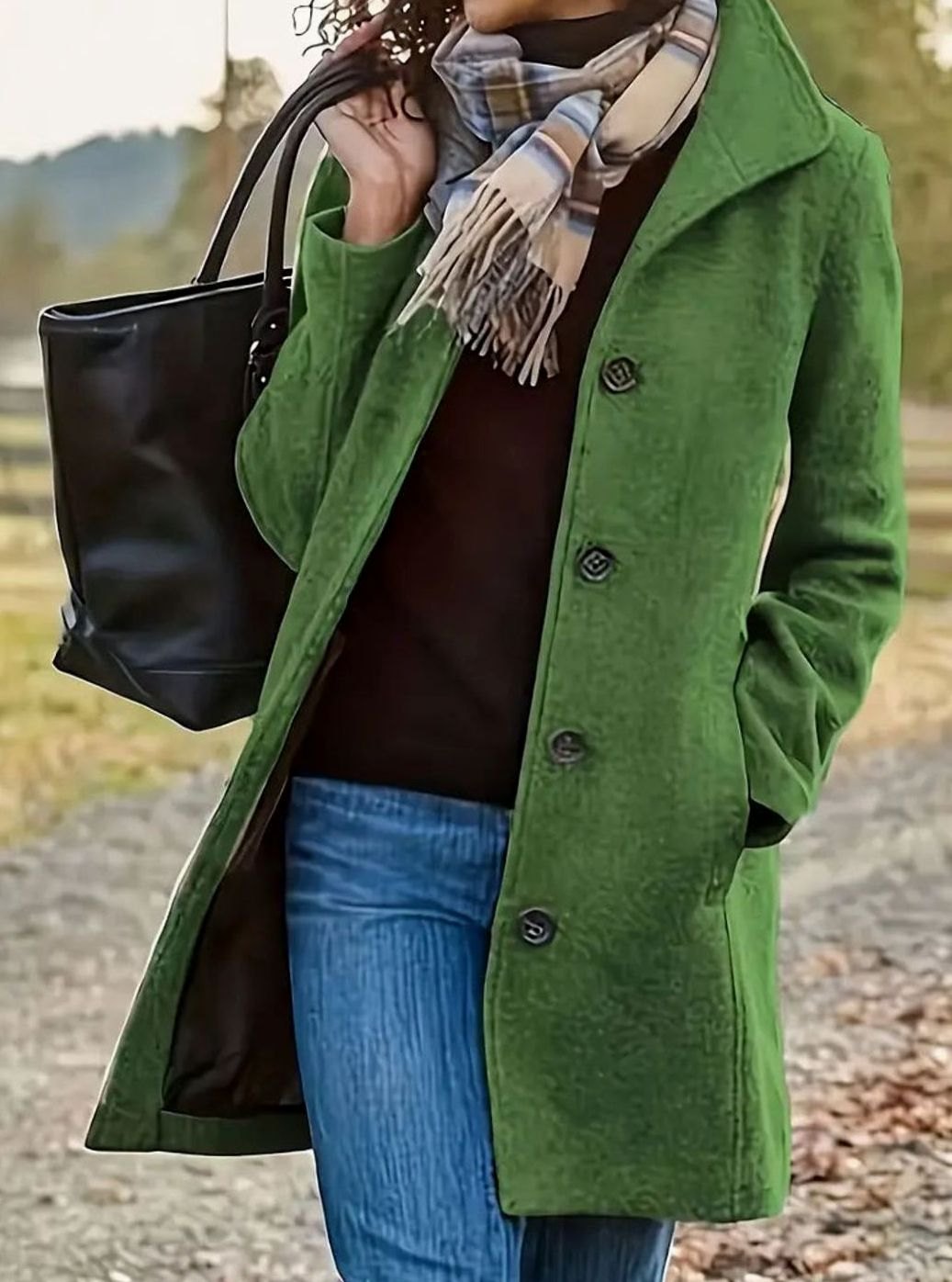 Women's slim-cut long wool coat by Homixa with button front and soft-touch finish, perfect for stylish winter wear.