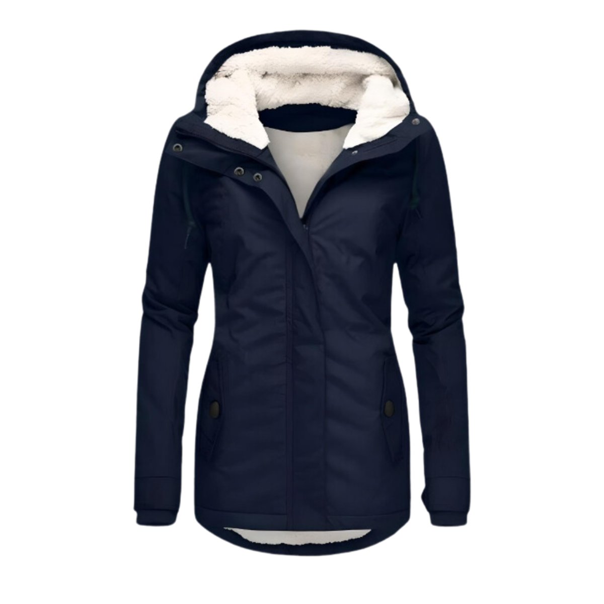 Women's slim-fit water-resistant winter parka by Homixa with Sherpa-lined hood and adjustable drawstring for warmth and style.