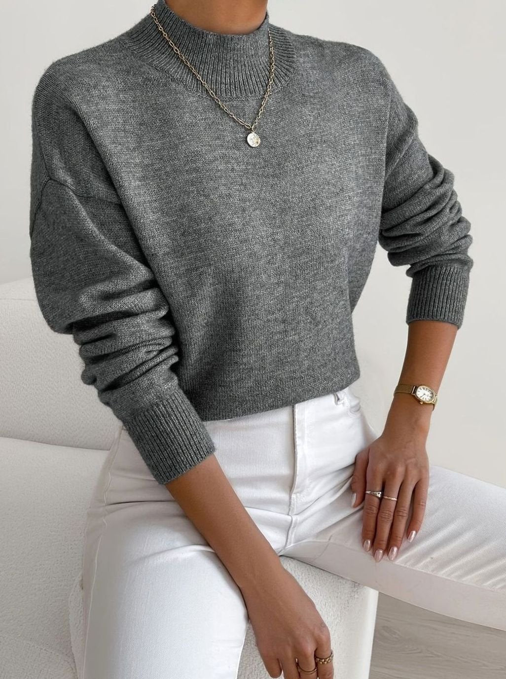 Women's soft ribbed-knit turtleneck sweater by Homixa featuring stretch fabric and long sleeves, shown on a mannequin.