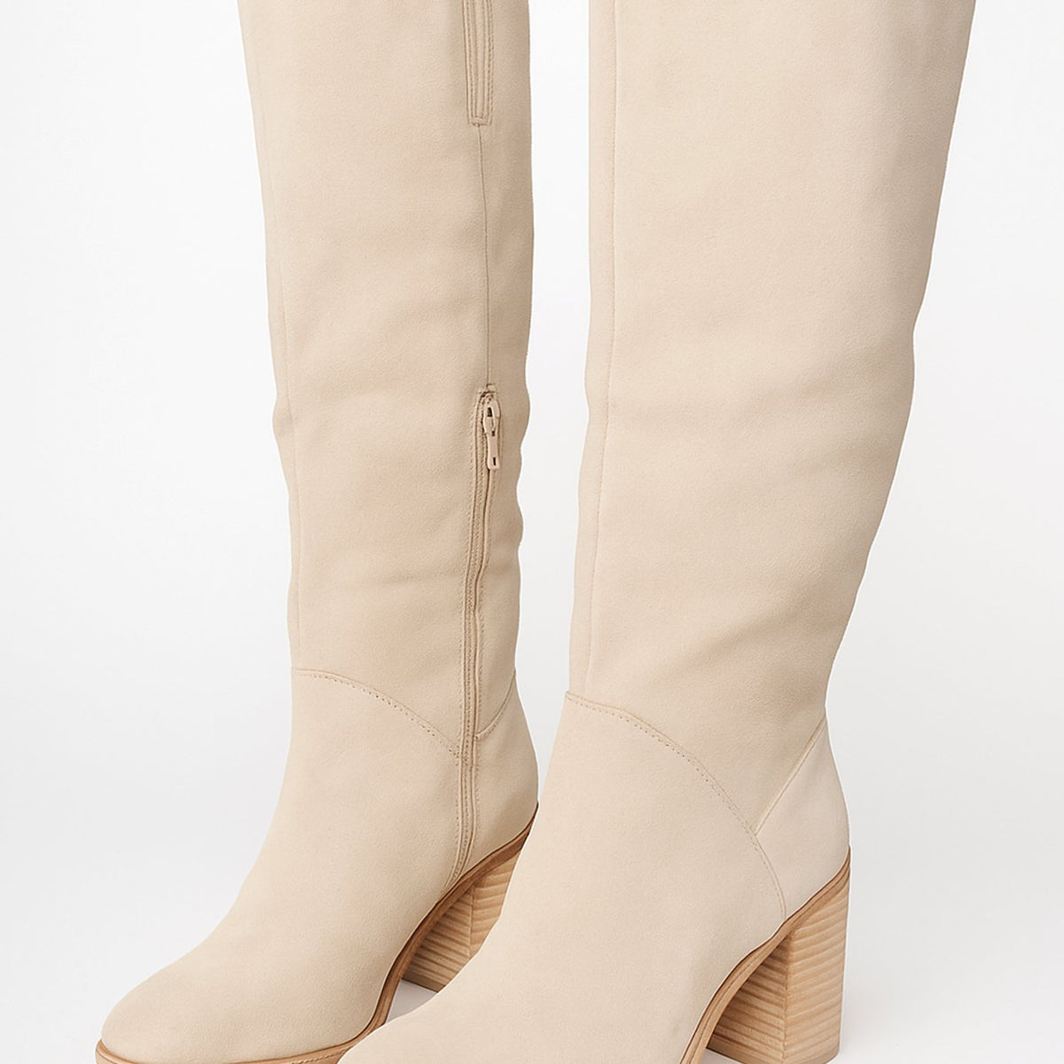 Women's suede-look winter knee-high boots with block heel and inner side zipper by Homixa, showcasing stylish and warm footwear.